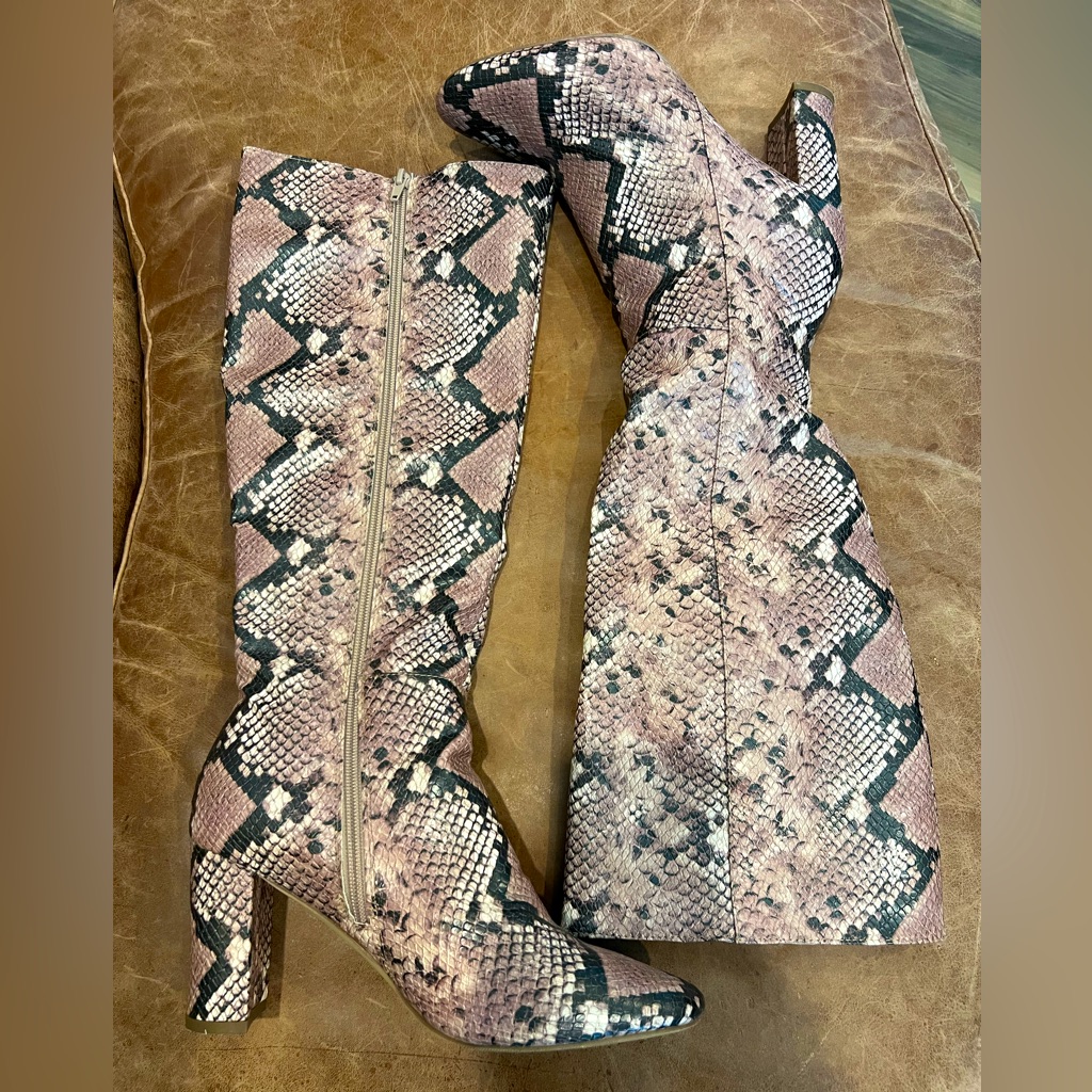 Steve Madden Snake Print Knee High Boots